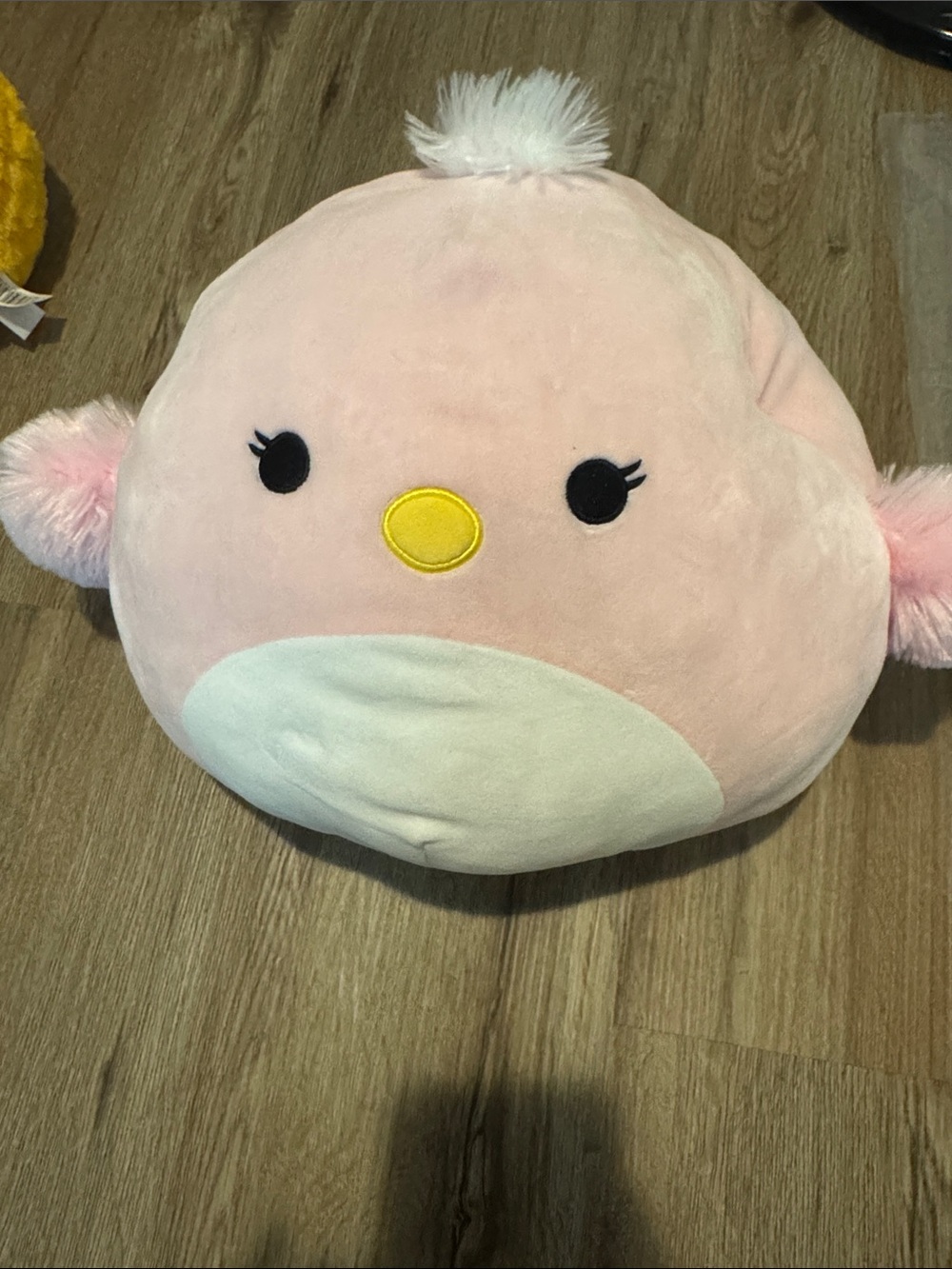 Squishmallows Pink Bird Pillow with White Belly and Yellow Beak